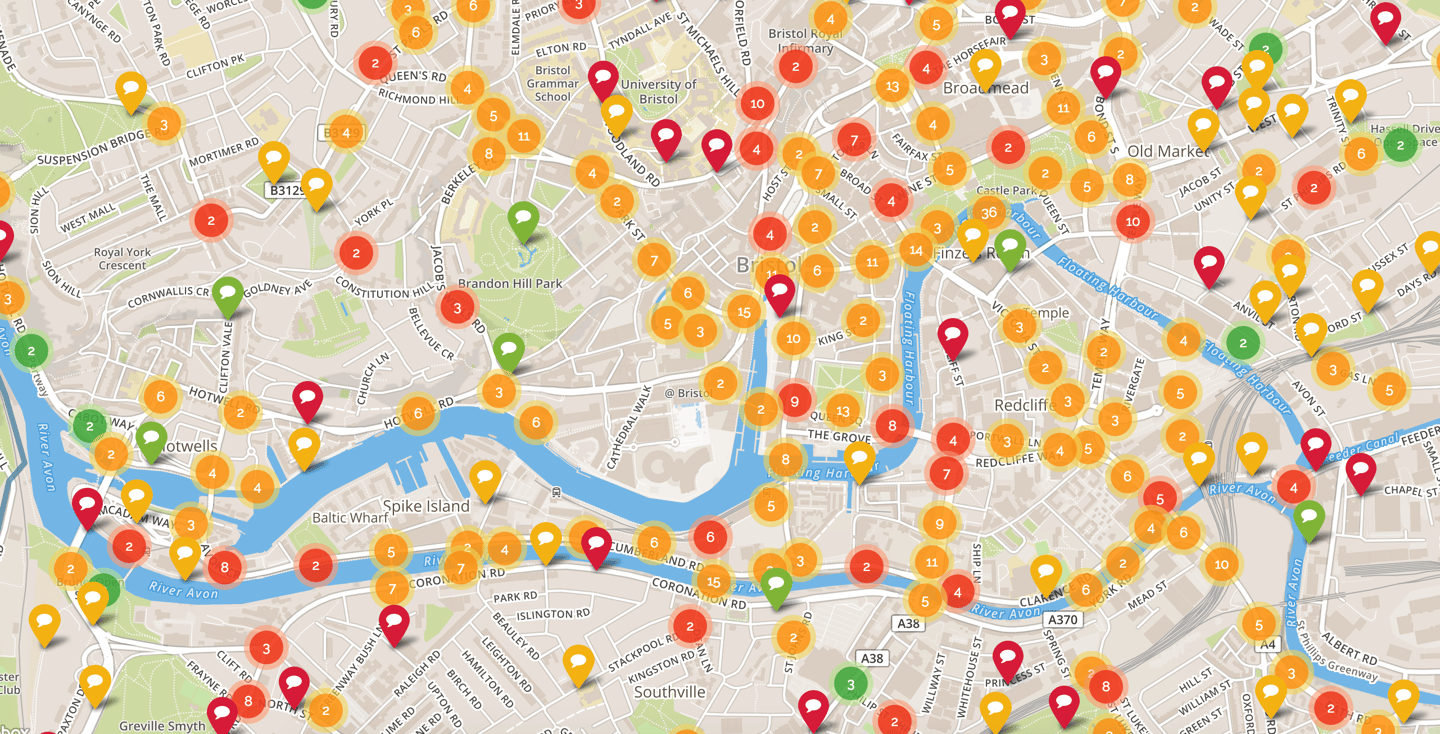 Screenshot of Bristol Bugbears Needs Map